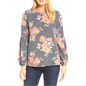 💕Bobeau balloon sleeve floral sweater blouse